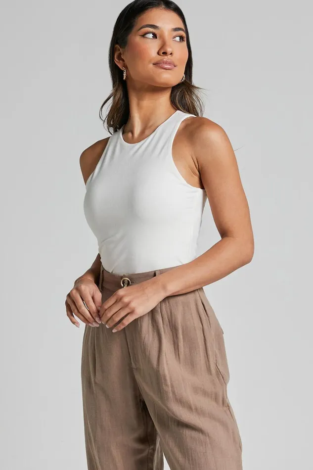 Cardella Tank 8211 Jersey Long Line Scoop Neck Top In White Women Showpo Basics