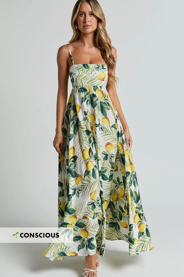 Cardi Maxi Dress 8211 Strappy Straight Neck A Line Dress In Yellow Women Showpo Conscious Cardi Maxi Dress 8211 Strappy Straight Neck A Line Dress In Yellow Women Showpo Conscious