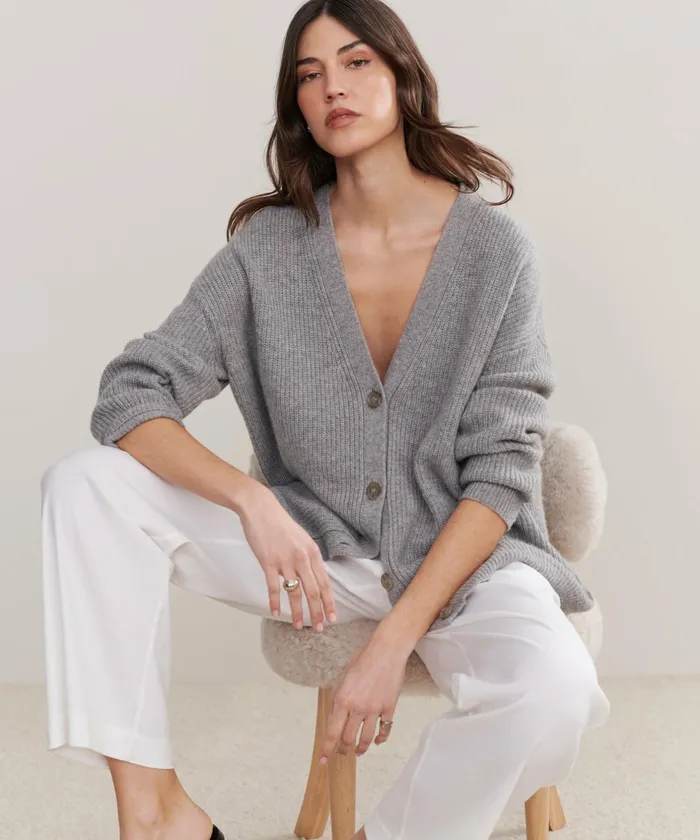 Cardigans Women Jenni Kayne Cashmere Cocoon Cardigan Heather Grey Heather Grey