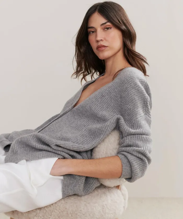 Cardigans Women Jenni Kayne Cashmere Cocoon Cardigan Heather Grey Heather Grey