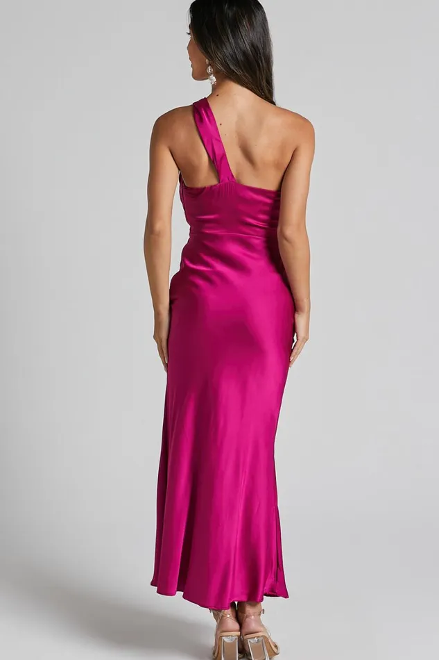 Carmella Midi Dress 8211 One Shoulder Twist Detail Dress In Grape Women Showpo Dresses