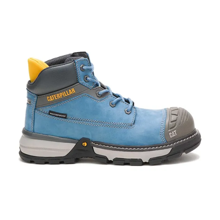 Cat Footwear Waterproof Women039s Excavator Superlite Waterproof Carbon Composite Toe Work Boot Blue Heaven 8211 Women