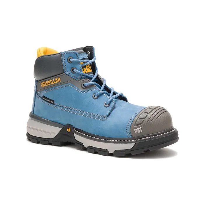 Cat Footwear Waterproof Women039s Excavator Superlite Waterproof Carbon Composite Toe Work Boot Blue Heaven 8211 Women