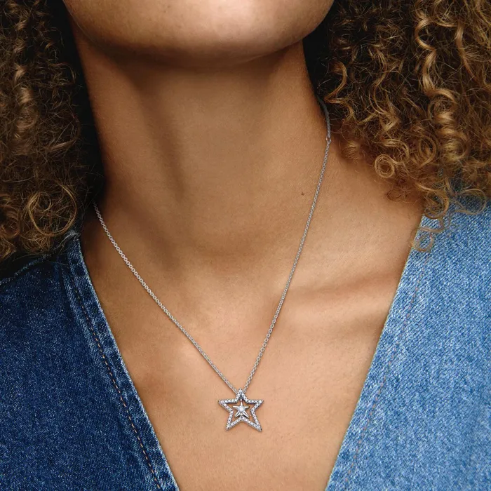 Chain Necklaces Women Pandora Pav Asymmetric Star Collier Necklace
