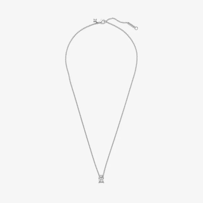 Chain Necklaces Women Pandora Sparkling Collier Round and Square Pendant Necklace