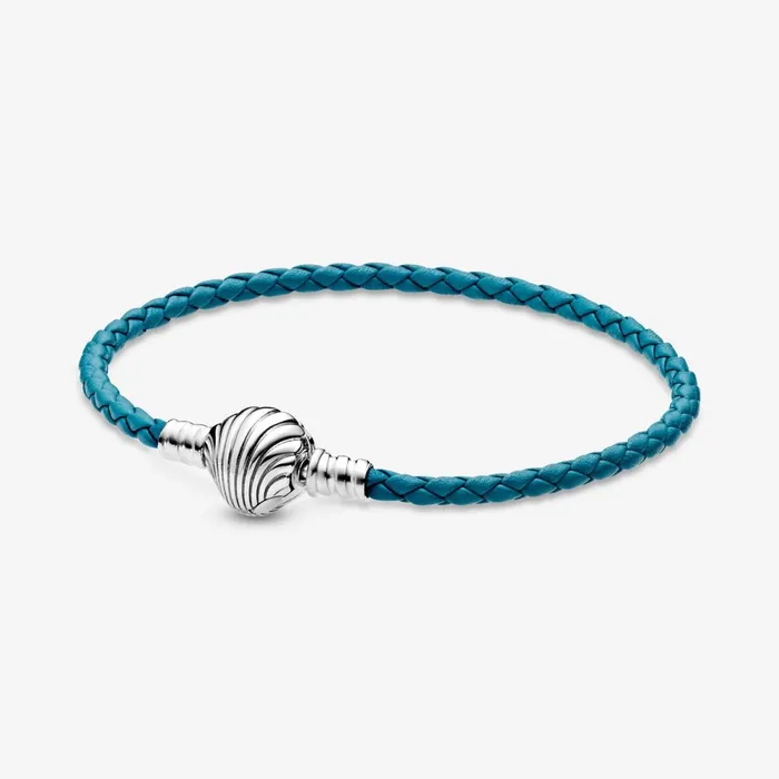 Charm Bracelets Women Pandora Online Moments Seashell Clasp Turquoise Braided Leather Bracelet