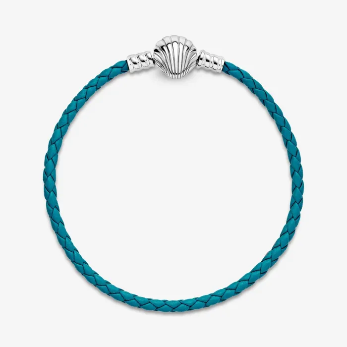 Charm Bracelets Women Pandora Online Moments Seashell Clasp Turquoise Braided Leather Bracelet