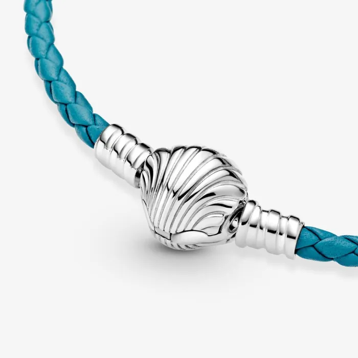 Charm Bracelets Women Pandora Online Moments Seashell Clasp Turquoise Braided Leather Bracelet