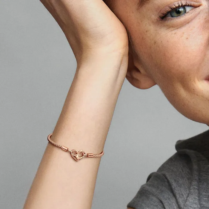 Charm Bracelets Women Pandora Online Moments Studded Chain Bracelet Rose Gold Plated