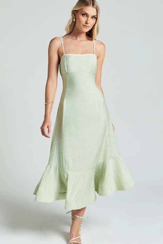 Charmie Midi Dress 8211 Straight Neck Sleeveless Tiered Dress In Pistachio Women Showpo Dresses Charmie Midi Dress 8211 Straight Neck Sleeveless Tiered Dress In Pistachio Women Showpo Dresses