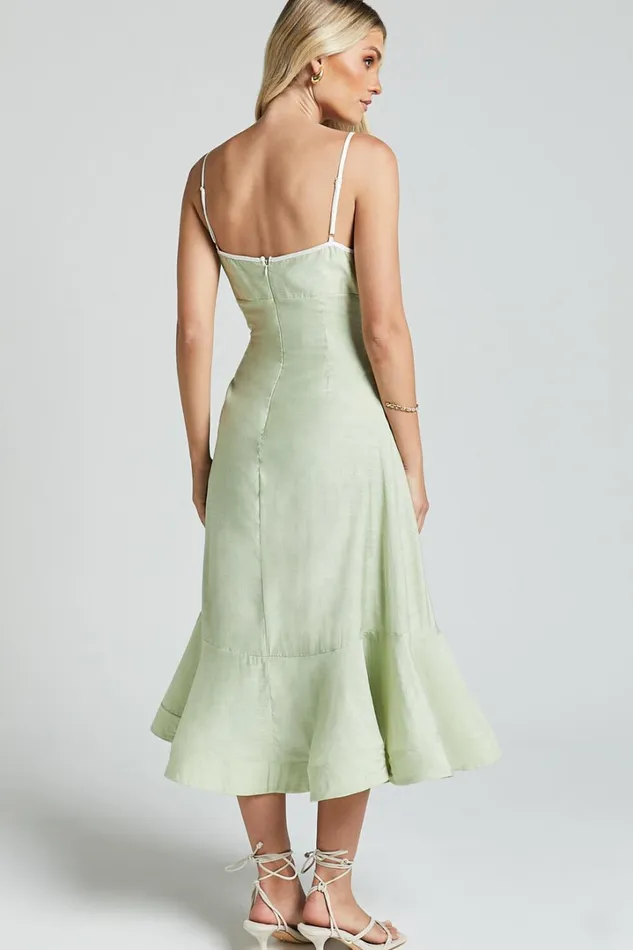 Charmie Midi Dress 8211 Straight Neck Sleeveless Tiered Dress In Pistachio Women Showpo Dresses