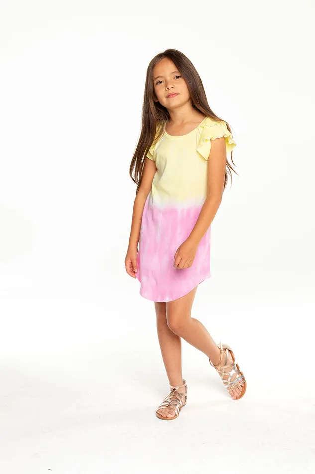 Chaser Brand Baby Rib Flutter Sleeve Shirttail Mini Dress Girls Dresses and Skirts
