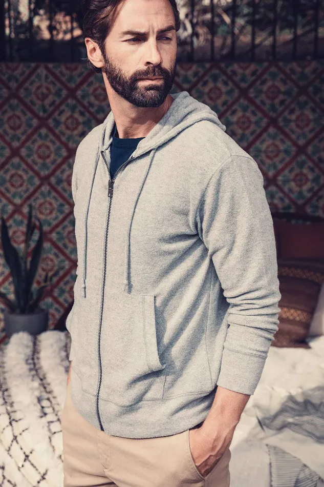 Chaser Brand Outerwear Mens VINTAGE KNIT LS ZIP FRONT HOODIE