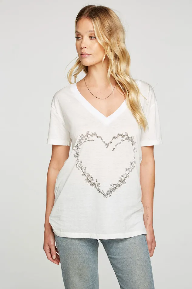 Chaser Brand Tops Womens Flower Heart