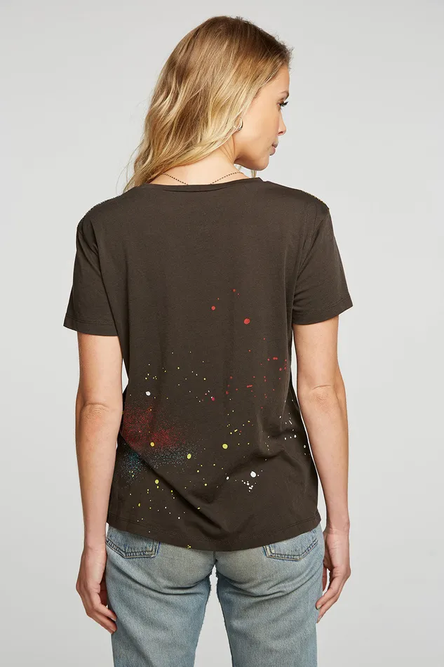 Chaser Brand Tops Womens Pink Floyd Rainbow Splatter