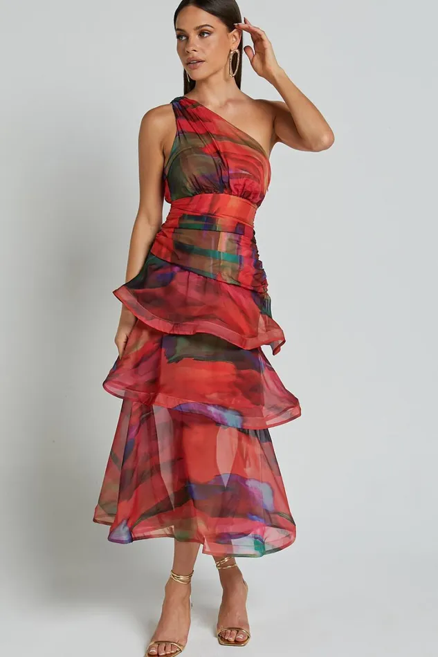 Chelsea Midi Dress 8211 One Shoulder Tie Strap Layered Dress In Print Women Showpo Dresses Chelsea Midi Dress 8211 One Shoulder Tie Strap Layered Dress In Print Women Showpo Dresses