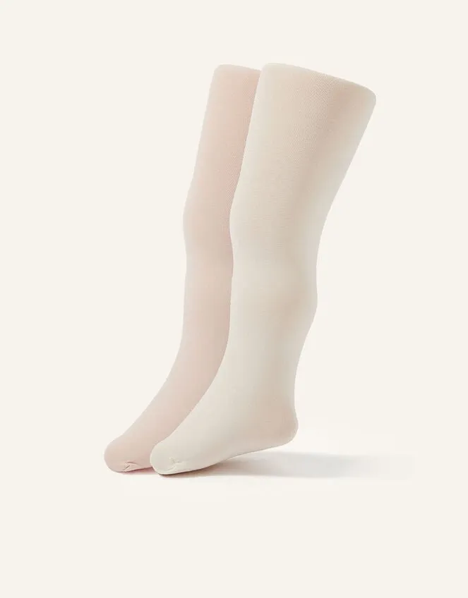 Children 2Pack Baby Plain Tights Multi Monsoon Girls039 Tights and Socks