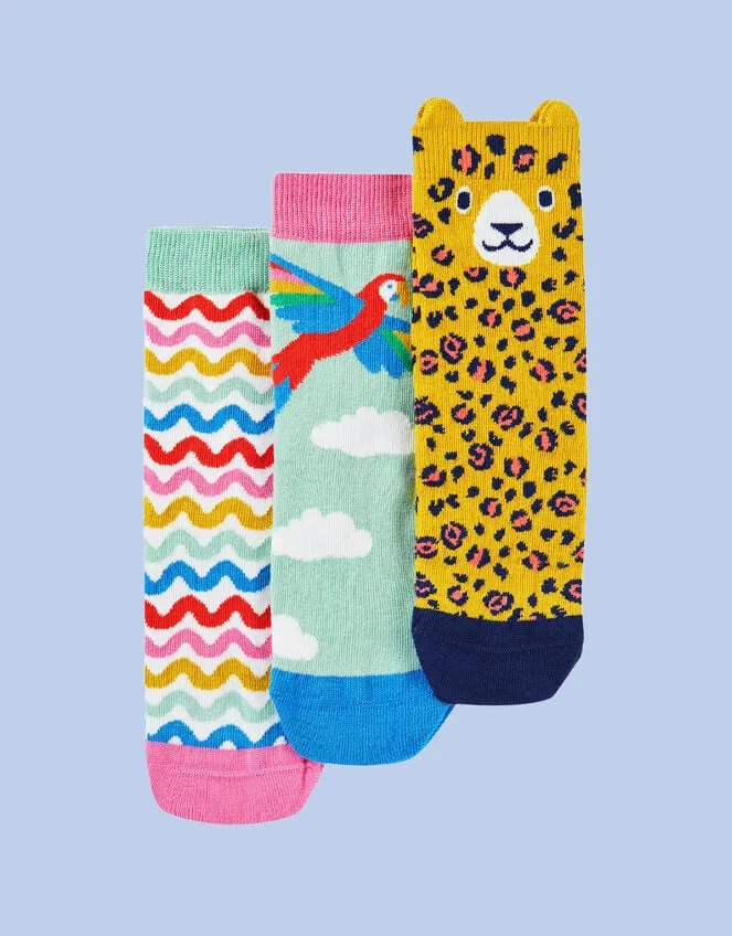 Children 3Pack Frugi Print Socks Multi Monsoon Girls039 Tights and Socks