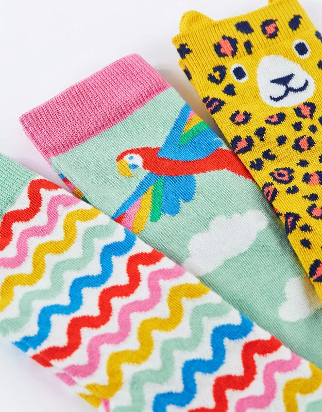 Children 3Pack Frugi Print Socks Multi Monsoon Girls039 Tights and Socks