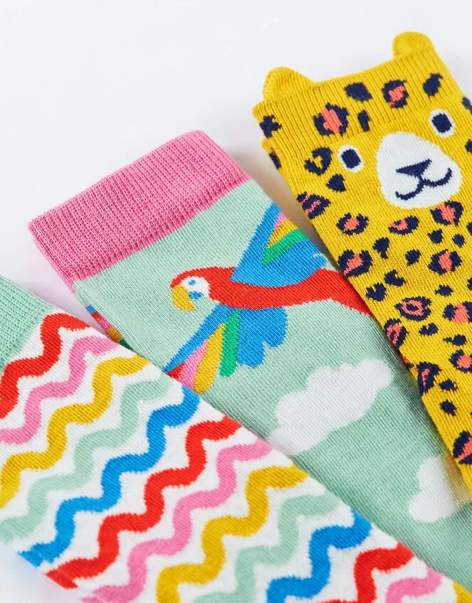 Children 3Pack Frugi Print Socks Multi Monsoon Girls039 Tights and Socks