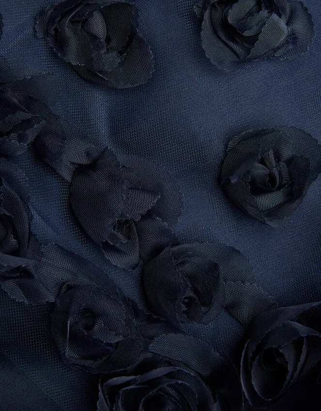 Children 3d Roses Hi Low Skirt Blue Monsoon Partywear