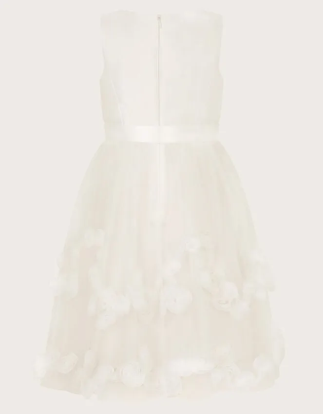 Children Amber Diamante 3d Roses Dress Ivory Monsoon Dresses