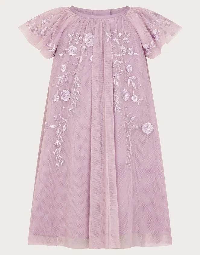 Children Baby Emilia Embroidered Dress Purple Monsoon Partywear