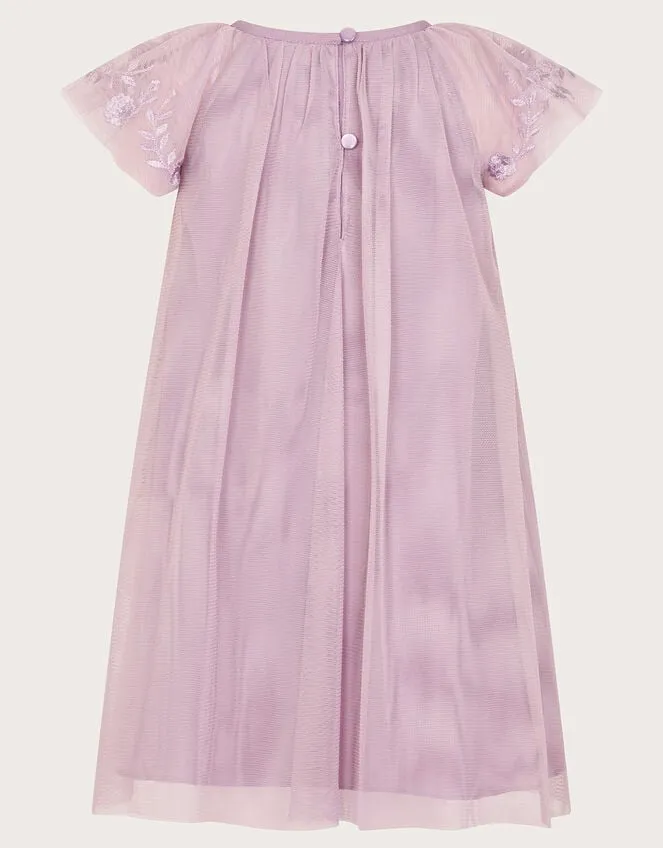 Children Baby Emilia Embroidered Dress Purple Monsoon Partywear