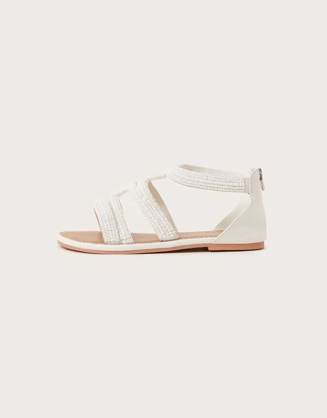 Children Beaded Communion Sandals White Monsoon Girls039 Shoes and Sandals