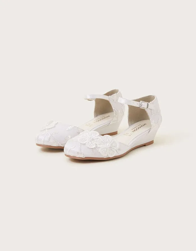 Children Essie Lace Flower Wedges Ivory Monsoon Partywear
