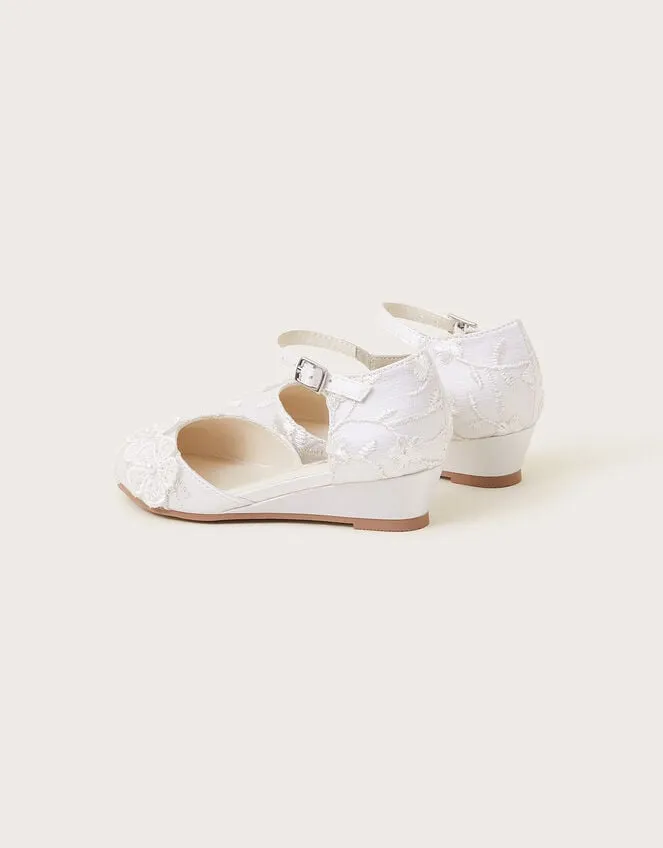 Children Essie Lace Flower Wedges Ivory Monsoon Partywear