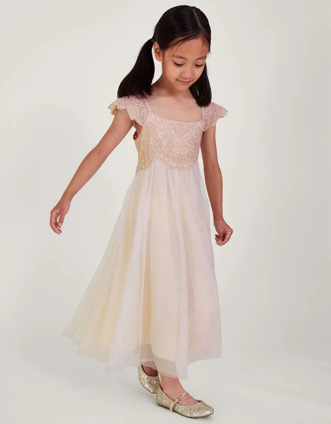 Children Estella Embroidered Dress Pink Monsoon Partywear
