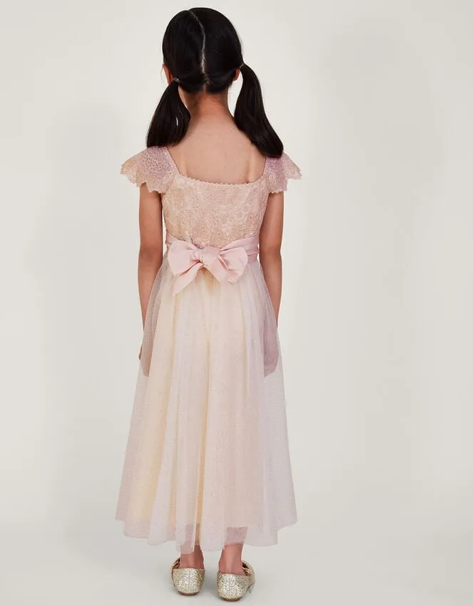 Children Estella Embroidered Dress Pink Monsoon Partywear
