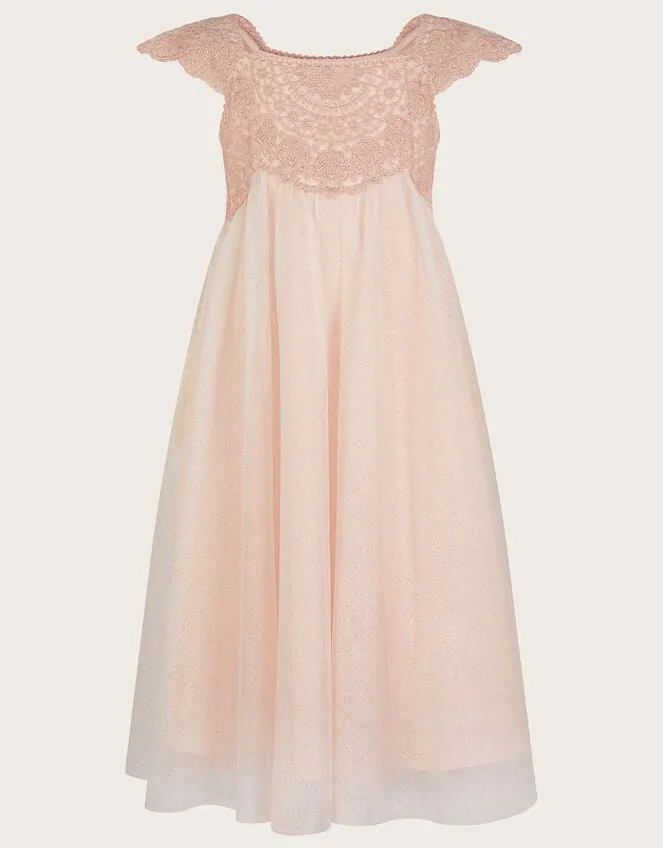 Children Estella Embroidered Dress Pink Monsoon Partywear