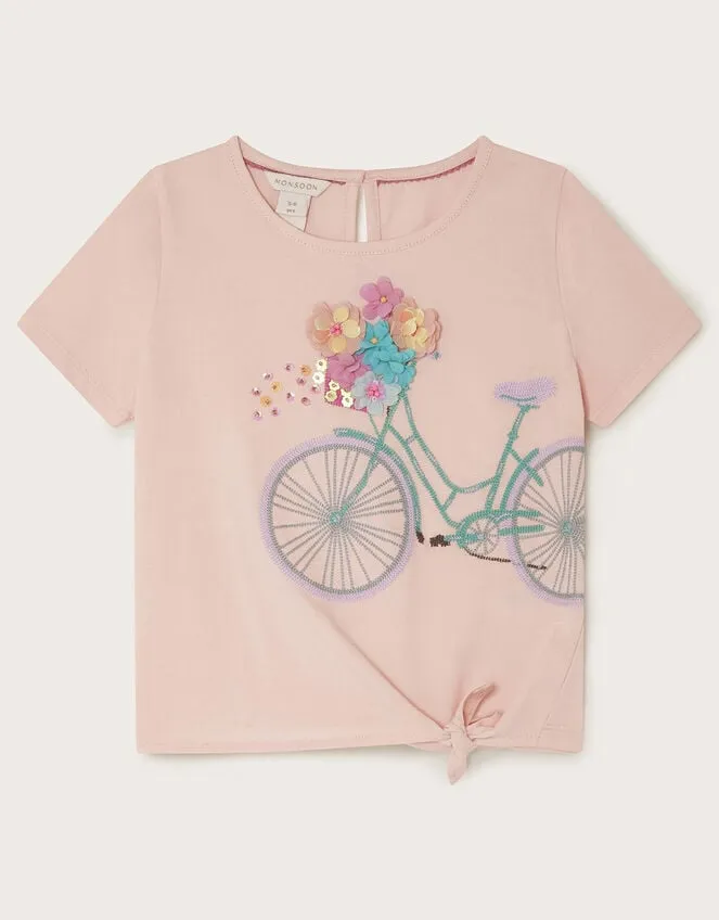 Children Floral Bike TShirt Pink Monsoon Tops and TShirts