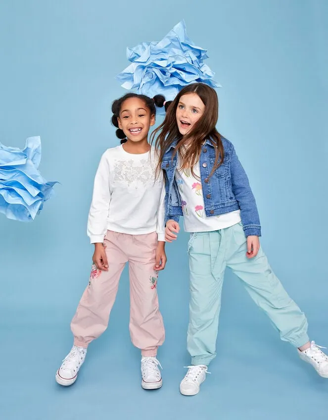 Children Frill Pocket Cargo Trousers Blue Monsoon Trousers and Shorts