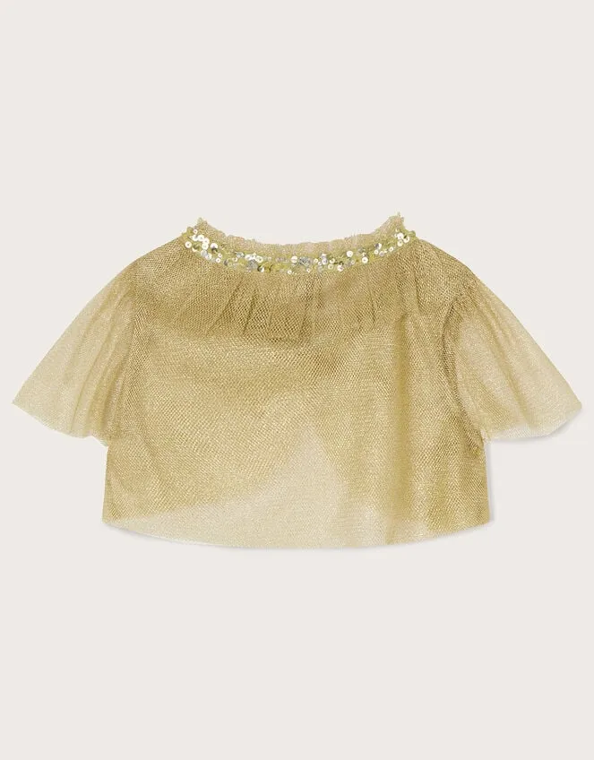 Children Land Of Wonder Short Tulle Cape Jacket Gold Monsoon Partywear