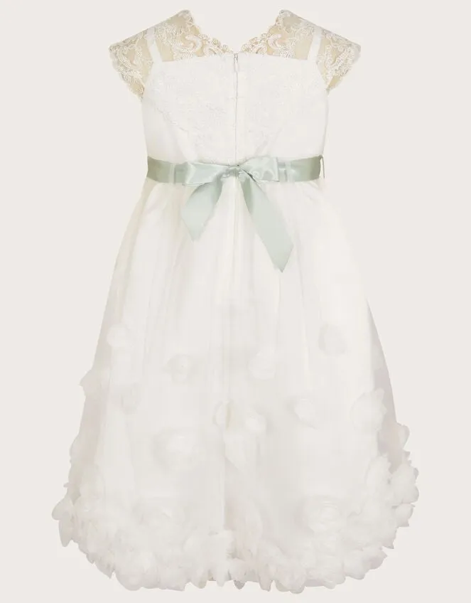Children Margot Lace 3d Roses Dress Ivory Monsoon Partywear