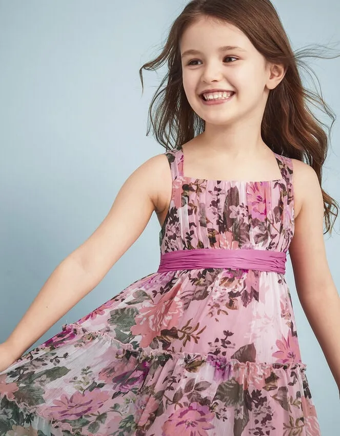 Children Nancy Floral Tiered Dress Orange Monsoon Dresses