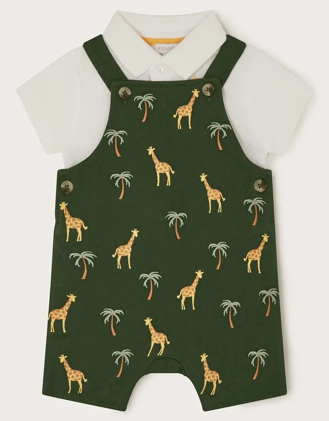 Children Newborn Jungle Dungarees Set Green Monsoon Clothing and Outfits