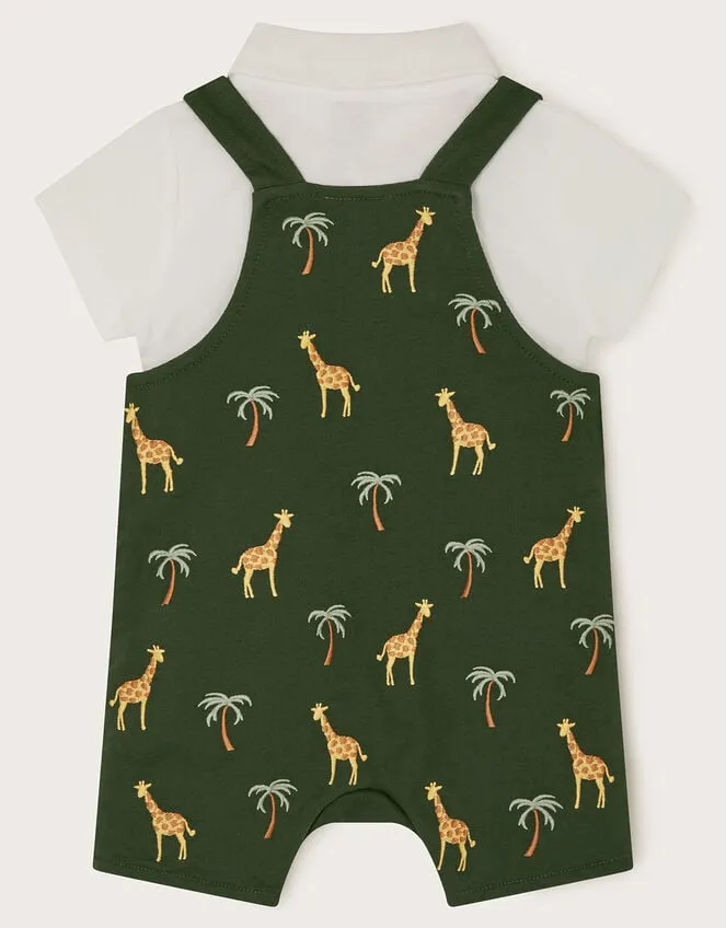 Children Newborn Jungle Dungarees Set Green Monsoon Clothing and Outfits