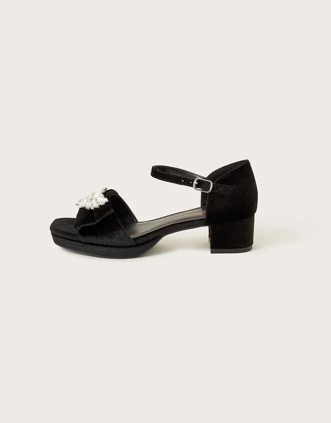 Children Platform Velvet Sandals Black Monsoon Partywear