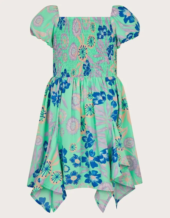 Children Retro Floral Dress Green Monsoon Dresses