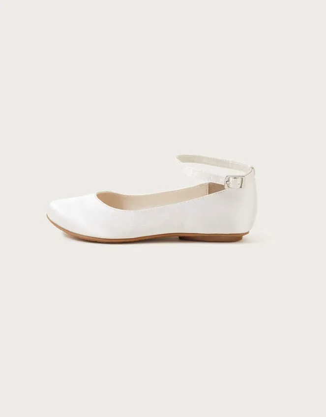 Children Satin Ballerina Flats Ivory Monsoon Partywear