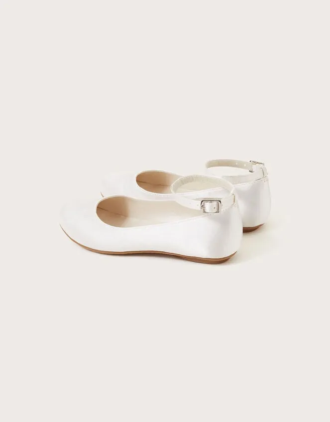 Children Satin Ballerina Flats Ivory Monsoon Partywear