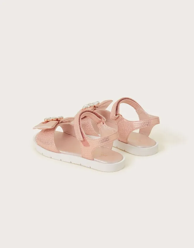 Children Sequin Bow Sandals Gold Monsoon Girls039 Shoes and Sandals