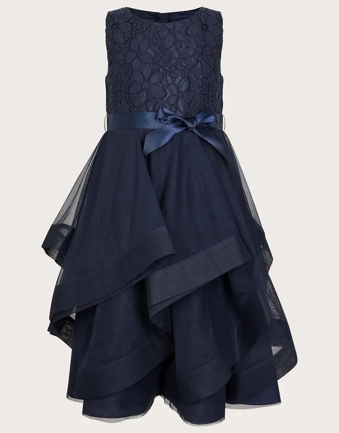 Children Seville Ruffle Dress Blue Monsoon Dresses