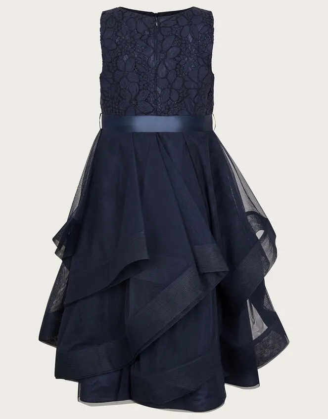 Children Seville Ruffle Dress Blue Monsoon Dresses