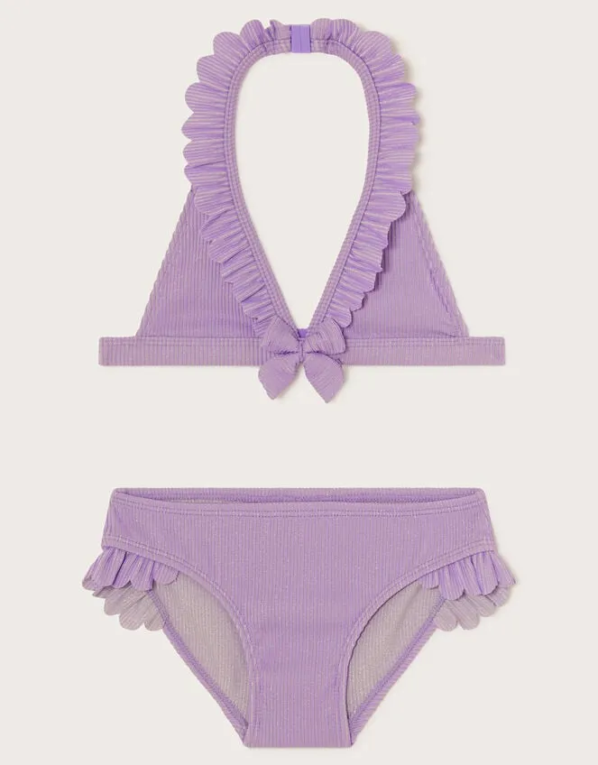 Children Sparkle Ribbed Bikini Set Purple Monsoon Beachwear and Swimwear
