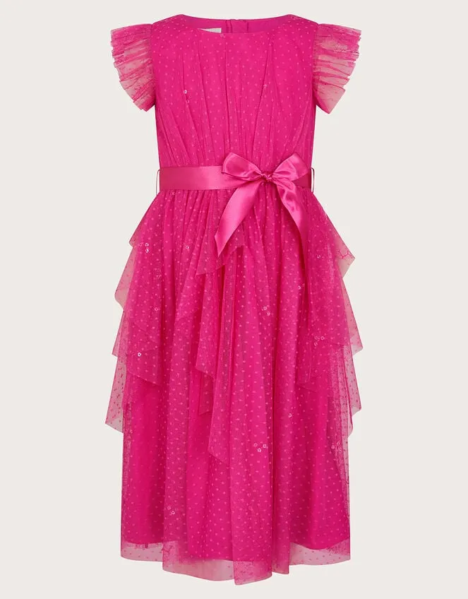 Children Stacie Waterfall Dress Pink Monsoon Dresses